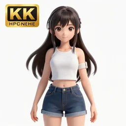 anime girl, 3D render, photorealistic, 8k, white background