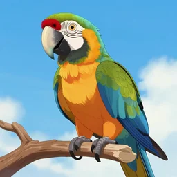 a beautiful humanoid parrot, strong, colorful, by cory loftis and anime studio and pixar animation studio and disney