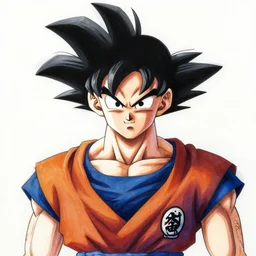 a portrait of goku drawn by aleksander rostov