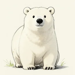 drawing of a cute polar bear, resembling president george h. w. bush!!, doodle sketch, shading, trending on artstation, studios ghibli