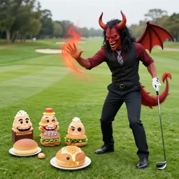 4 5 mm 1 9 8 7 cookbook food photography of an agent 4 7 cosplayer on a golf course summoning a demon, photography by tyler mitchell johfra bosschart