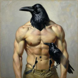 illustration of a muscular crow by stephen gammell, francis bacon, masterpiece oil on canvas