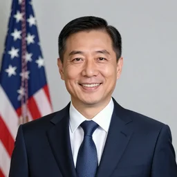 portrait of the united states president, upper body, suit and tie, smiling, a colorized photo by lichtenstein, reddit, precisionism, colorized, character, 1 9 7 0 s