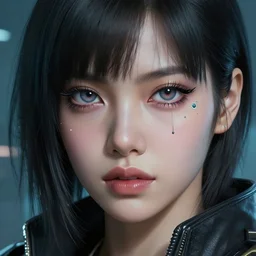 beautiful portrait, digital painting of lalisa with cybernetic eyes with high detail, ( cyberpunk 2 0 7 7, mass effect, bladerunner 2 0 4 9 ), environment, 8 k, stunning detail, photo by artgerm, greg rutkowski and alphonse mucha, unreal engine 5, 4 k uhd
