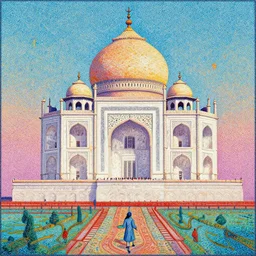 pointillism painting of india