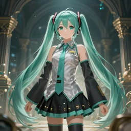 hatsune miku by rembrandt, magical and mystical, illustrious makinami, atmosphere, octane render, rembrandt, cgsociety, artstation trending, highly detailed
