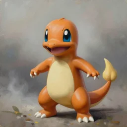 a beautiful painting of a realistic charmander by greg rutkowski and rembrandt, organic study, high detail, sharp, depth of field, bokeh, volumetric fog featured on artstation