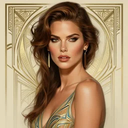 sensual tanned beautiful kate beckinsale art deco portrait, elegant, intricate, digital painting, artstation, concept art, smooth, sharp focus, illustration, art by artgerm and greg rutkowski and alphonse mucha