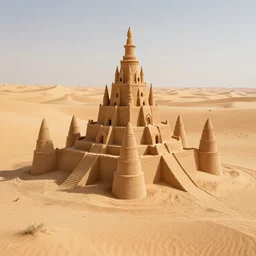 huge sand castle from dune planet, cg, unreal engine, desert, dream, dream sequence, desert landscape, utopian, sand world, day dream by frank gundlach