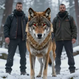 alfa wolf with red eyes, in a snowy forest. by dave rapoza, vincenzo riccardi, gta v