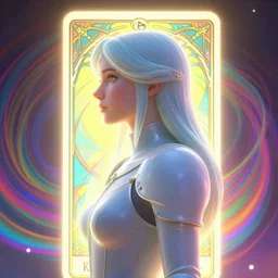 side portrait, imogen poots knight, gloomhaven, soft, smooth, luminescent, art nouveau tarot, backlit glow, colorful swirly ripples, gaudy colors, aesthetic octane render!, unreal engine, 8 k, by greg rutkowski, jesper ejsing, rhads, ilya kuvshinov, cushart krenz