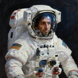 alone astronaut, ultra wide shot, science fiction, concept art oil painting by Jama Jurabaev, extremely detailed, hard brush, artstation