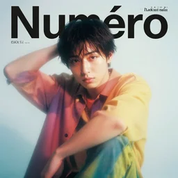 portrait of numero magazine cover male model, tokio style, colorful, dynamic pose, beautiful face, lomography, fog, screen print, octane render, vray, detailed, halftoned, editorial photo, matte print, grainy light, ( ( dither ) ), risograph, high contrast, rich grainy texture, fujifilm superia, kodak portra