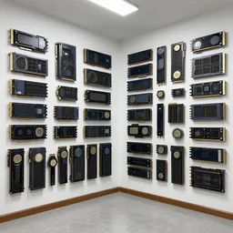 a room with walls made of graphics cards