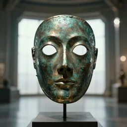 the portrait of!! woman in bronze mask!! inside the room without doors and windows | interstellar movie by ridley scott with cinematogrophy of christopher doyle and art direction by hans giger, anamorphic bokeh and lens flares, 8 k, higly detailed masterpiece