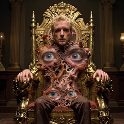 movie still of 4 foveated eyes, on brass throne tongue room, macerated by fungus, by liam sharp, jack kirby, jack gaughan, virgil finlay, alberto bontempi, shigeru komatsuzaki, wayne d barlowe, alex ross, simon bisley & boris vallejo, enric torres, hyper realism, cinematical, narrative light,