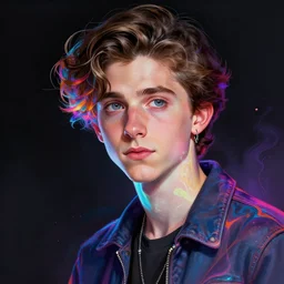 @ValetinaRemenar on twitter!! semi semi anime realistic digital painting!! Timothee Chalamet! Xray melting colors!!