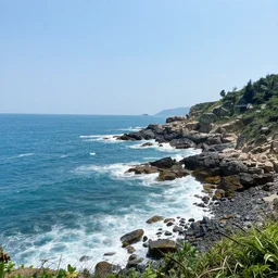 A realistic photo of a beautiful landscape of the ocean