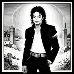 Michael Jackson in the style of Escher
