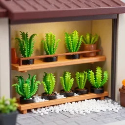 garage with carnivorous plants on the shelves and packing peanuts on the floor, scene from tv show hyper detailed 5 5 mm 8 5 mm, toy photography, made out of plastic