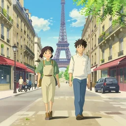a parisian street, a street in paris, ultra high quality, 4 k, by miyazaki and makoto shinkai, anime screenshot, colorful, artstation, pixiv,