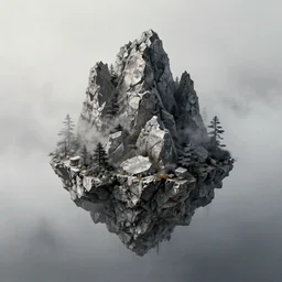 lonely rocky island, fog, intricate, elegant, sharp focus, highly detailed, concept art, digital painting, aleksi briclot, rutkowski
