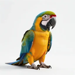 adorable macaw, studio photography, full body, isolated on a pure white background, centered, entire subject in frame, sharp focus, soft studio lighting