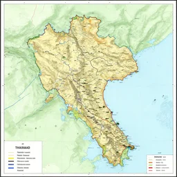 map of northern thailand, 1 7 th century, high accuracy, based on geographical map,