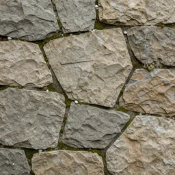 a painterly stylized stone cladding with moss in the cracks texture