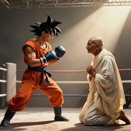 goku in a boxing match against mahatma gandhi