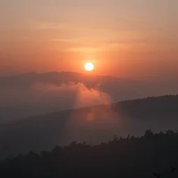 random dramatic beautiful melancholy, octane render, dramatic fog, dream sunset