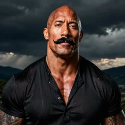 Dwayne Johnson with Steve Harveys moustache