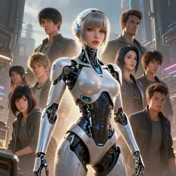 highly detailed portrait of gorgeous cybertronic fembot in detroit : become human, stephen bliss, unreal engine, fantasy art by greg rutkowski, loish, rhads, ferdinand knab, makoto shinkai and lois van baarle, ilya kuvshinov, rossdraws, tom bagshaw, global illumination, radiant light, detailed and intricate environment