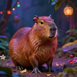 colorful and Festive Captivating capibara. rich vivid colors, ambient lighting, dynamic lighting, 4k, atmospheric lighting, painted, intricate, highly detailed by Charlie Bowater