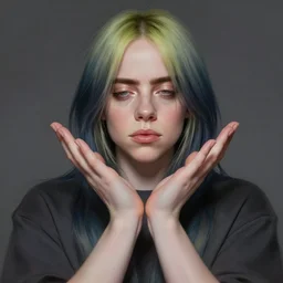 Billie Eilish as a goddess of love and peace, only two hands, highly detailed, digital painting, artstation, concept art, smooth, sharp focus, illustration, Unreal Engine 5, 8K, art by artgerm and greg rutkowski and edgar maxence