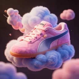 puma puffy clouds, james jean style, vfx art, unreal engine render, claymation style, colourful, volumetric light, digital painting, digital illustration, dramatic light,