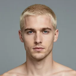 a man with light blond short hair and a stubble, photoshoot