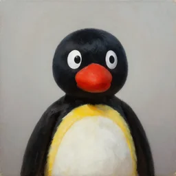 realistic painting of pingu in the style of rutkowski, cinematic, portrait, 8 k
