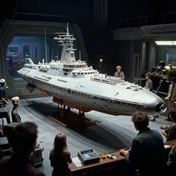 a behind the scenes look at the filming of aliens in ( 1 9 8 6 ) miniature sets of a sci - fi ship, detailed, 8 k miniature photography, analog film, futuristic