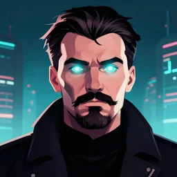 « a portrait o cyberpunk joseph stalin, glowing eyes, cartoon, artstation hd »