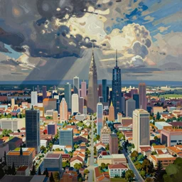 landscape guache painting utopia city by james gurney