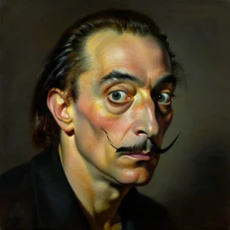 Oil painting by Christian Rex Van Minnen and Salvador Dali of a portrait of an extremely bizarre disturbing mutated man with intense chiaroscuro lighting perfect composition