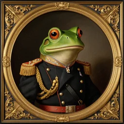 pepe the frog as world war 1 general, elegant portrait by sandro botticelli, detailed, symmetrical, intricate