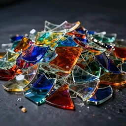pile of broken rainbow glass, vibrant colors, photography, cinematic
