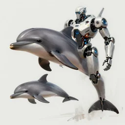 concept art of robot in dolphin by jama jurabaev, brush stroke, robotic cyberpunk dolphin, scifi, trending on artstation, high quality, extremely detailed