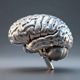 3d render of a metallic brain