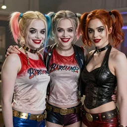 elizabeth olsen as harley quinn, sophie turner as poisonivy, movie directed by joss whedon, movie still frame, promotional image, critically acclaimed, top 6 best movie ever imdb list, symmetrical shot, idiosyncratic, relentlessly detailed, cinematic colour palette