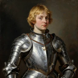 short golden haired saoirse ronan wearing maximilian armour, oil painting by titian, hard focus