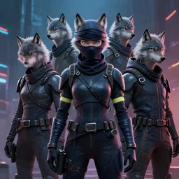 portrait clan of wolves ninja 🐺 young, style artstation, style greg rutkowsk, ciberpunk, comic art book, biopunk, octane render, unreal engine 6, epic game graphics