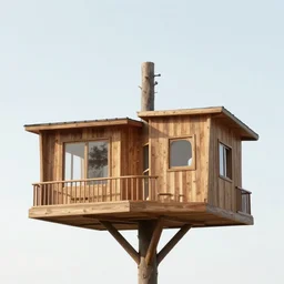 a mid-century modern tree house